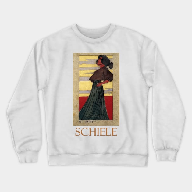 On the Beach, Moonlight (1907) by Egon Schiele Crewneck Sweatshirt by Naves